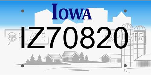 IZ70820 Iowa License Plate