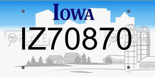 IZ70870 Iowa License Plate