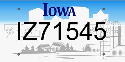 IZ71545 Iowa License Plate