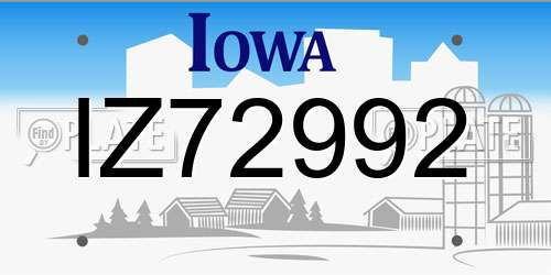 IZ72992 Iowa License Plate