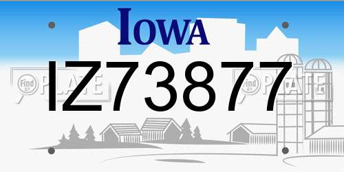 IZ73877 Iowa License Plate