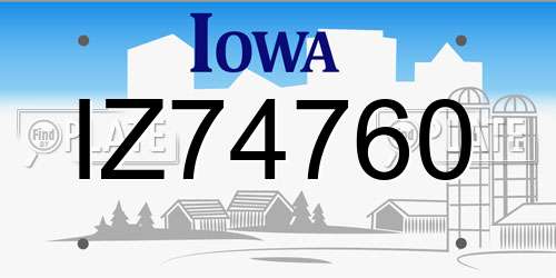 IZ74760 Iowa License Plate