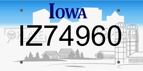 IZ74960 Iowa License Plate