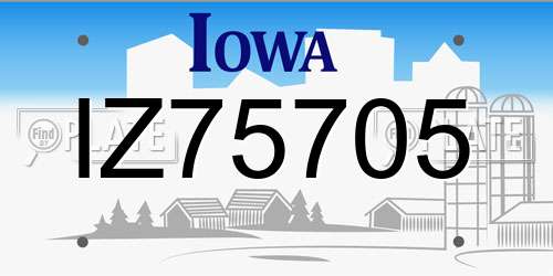 IZ75705 Iowa License Plate