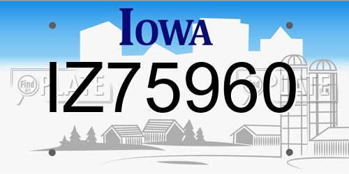 IZ75960 Iowa License Plate