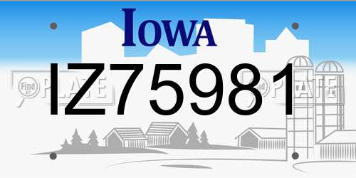IZ75981 Iowa License Plate