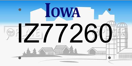 IZ77260 Iowa License Plate