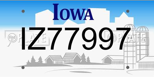 IZ77997 Iowa License Plate