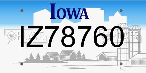 IZ78760 Iowa License Plate