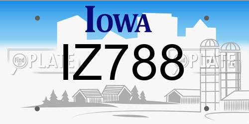 IZ788 Iowa License Plate