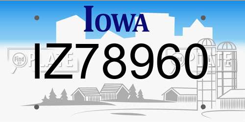 IZ78960 Iowa License Plate