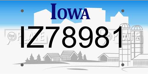 IZ78981 Iowa License Plate