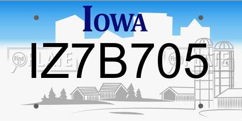 IZ7B705 Iowa License Plate