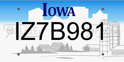IZ7B981 Iowa License Plate
