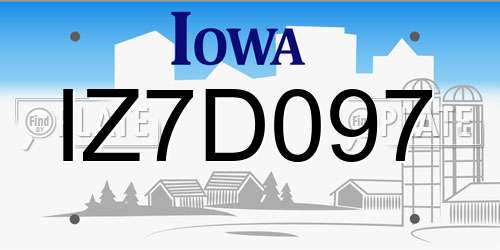 IZ7D097 Iowa License Plate