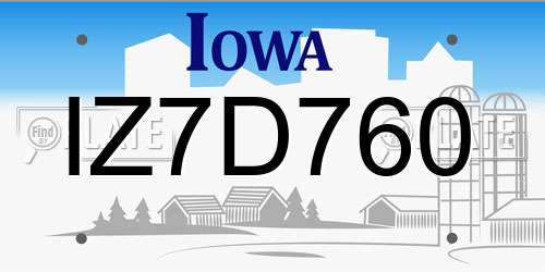 IZ7D760 Iowa License Plate