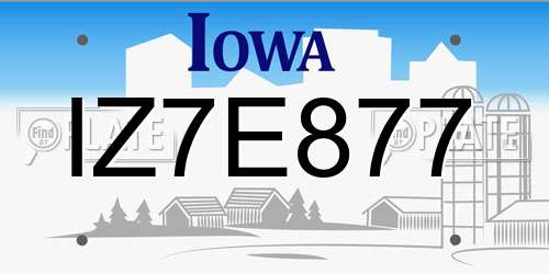 IZ7E877 Iowa License Plate