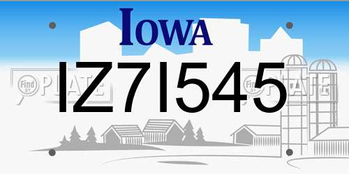 IZ7I545 Iowa License Plate