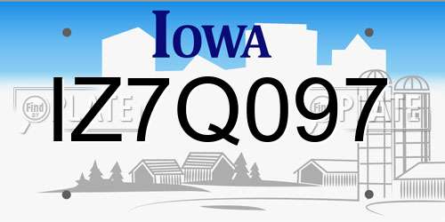 IZ7Q097 Iowa License Plate