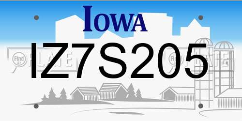 IZ7S205 Iowa License Plate