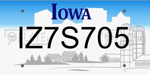 IZ7S705 Iowa License Plate