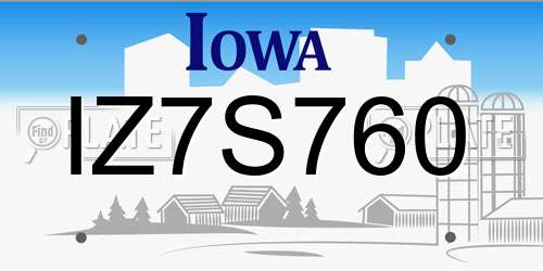 IZ7S760 Iowa License Plate