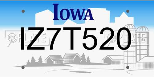 IZ7T520 Iowa License Plate