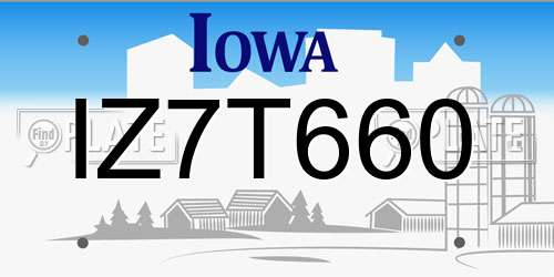IZ7T660 Iowa License Plate