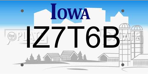 IZ7T6B Iowa License Plate