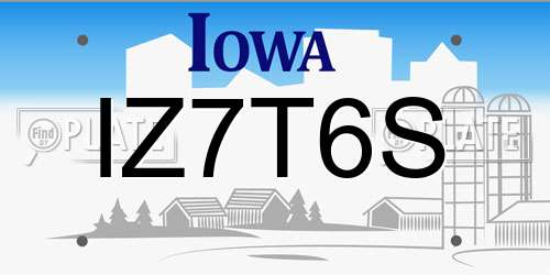 IZ7T6S Iowa License Plate