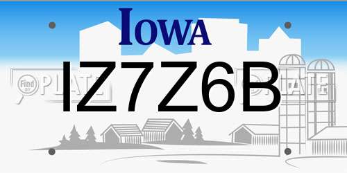IZ7Z6B Iowa License Plate
