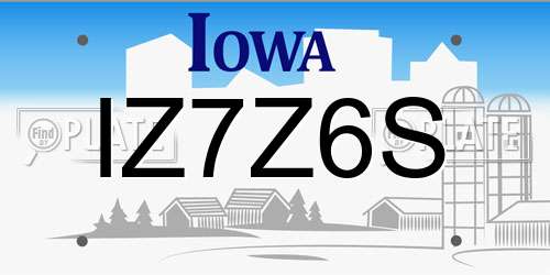 IZ7Z6S Iowa License Plate