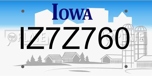 IZ7Z760 Iowa License Plate
