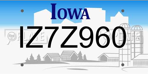 IZ7Z960 Iowa License Plate