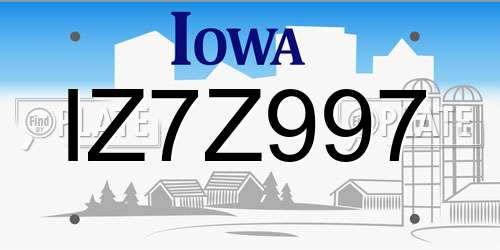 IZ7Z997 Iowa License Plate