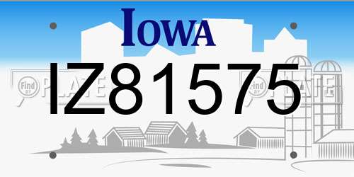 IZ81575 Iowa License Plate
