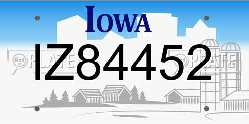 IZ84452 Iowa License Plate