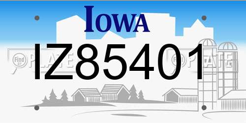 IZ85401 Iowa License Plate