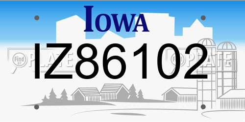 IZ86102 Iowa License Plate