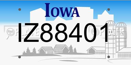 IZ88401 Iowa License Plate
