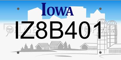 IZ8B401 Iowa License Plate
