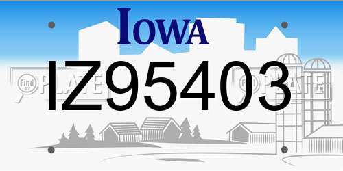 IZ95403 Iowa License Plate