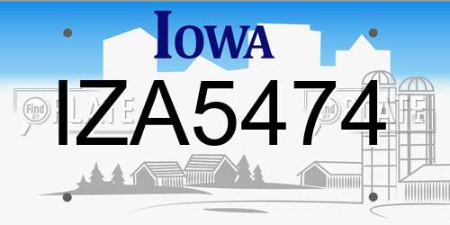 IZA5474 Iowa License Plate