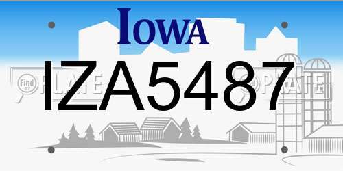 IZA5487 Iowa License Plate