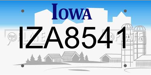 IZA8541 Iowa License Plate