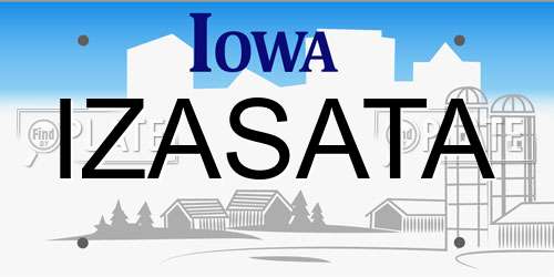 IZASATA Iowa License Plate