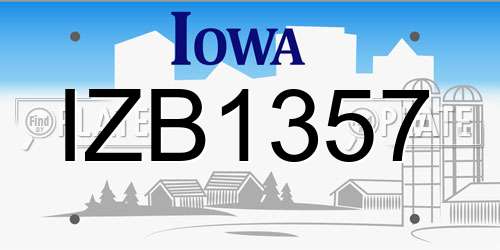 IZB1357 Iowa License Plate