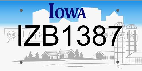 IZB1387 Iowa License Plate
