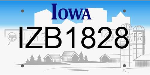 IZB1828 Iowa License Plate