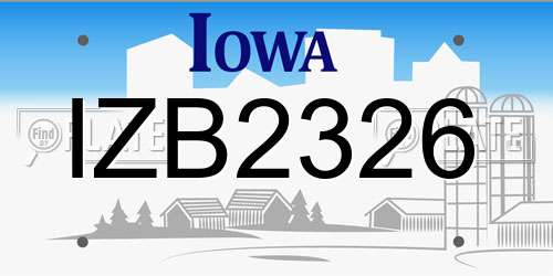 IZB2326 Iowa License Plate